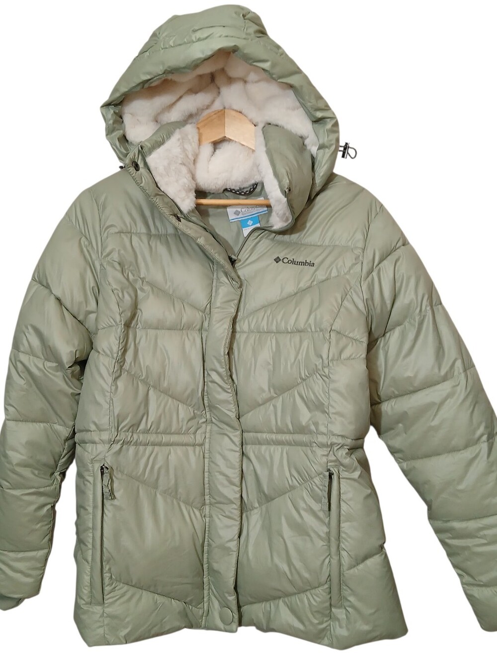 Columbia Insulated Puffer Jacket Peak to Park III With Removable Hood Sage Green - Picture 5 of 16